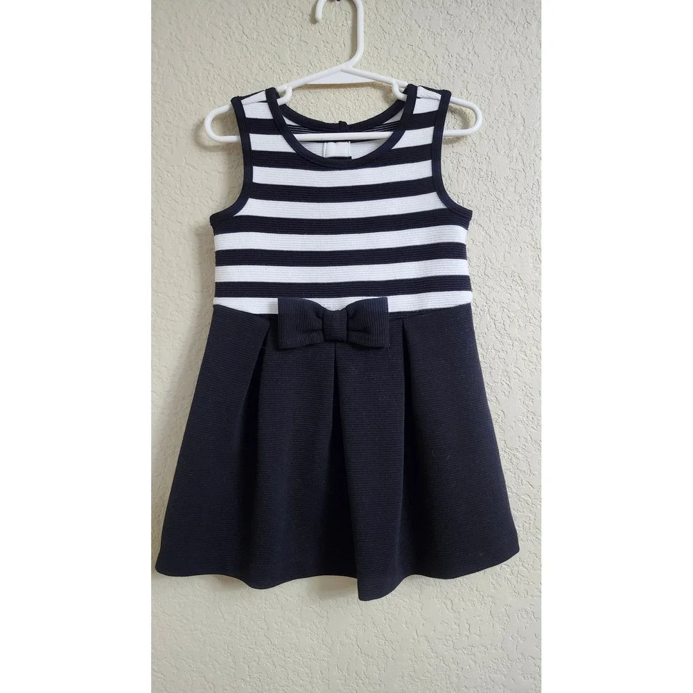 Janie and Jack Girls 2T Parisian Park Party‎ Dress Black White Striped